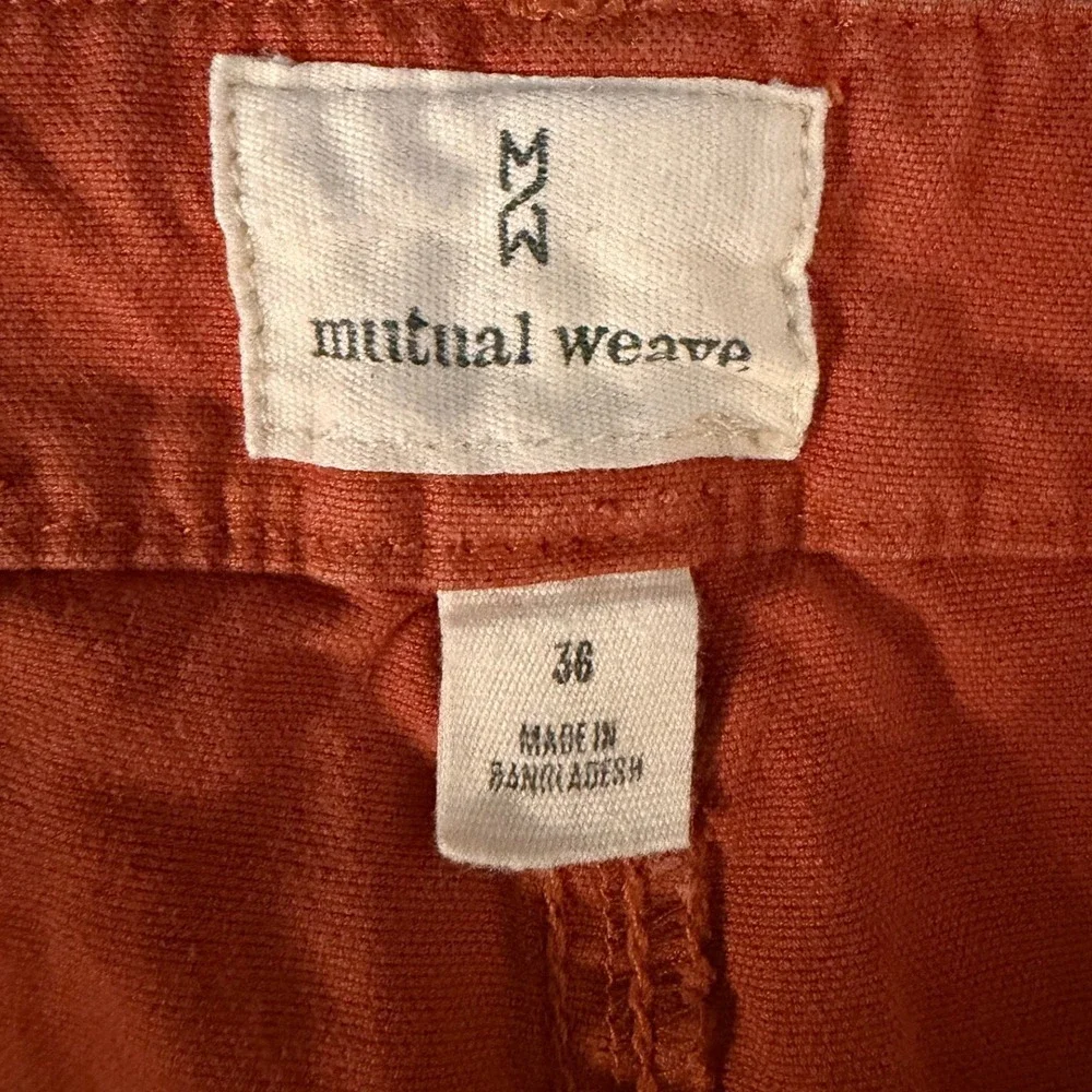 Mutual Weave Chino Shorts Mens 36 Rust Orange Cotton‎ Stretch Flat Front Casual